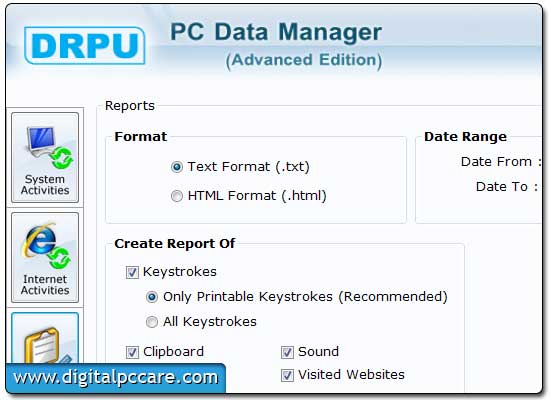 Screenshot of Remote Keylogger Software