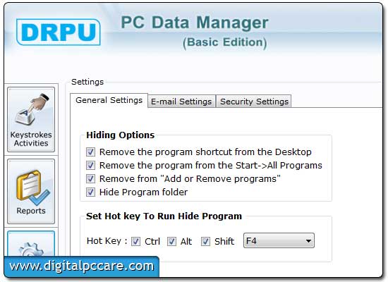 Screenshot of Contact for Monitoring Software